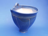 Keramik Blumen Hängetopf Mittel Blau Bemalt Irdenware