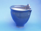 Keramik Blumen Hängetopf Mittel Blau Uni Irdenware