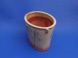 Keramik Weinkühler in Irdenware - Gelb glasiert und bemalt mit Trauben Dekor