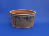 Keramik Boxboidl Weinkühler gefertigt von Hand und bemalt mit dem blauben Reben-Trauben Dekor